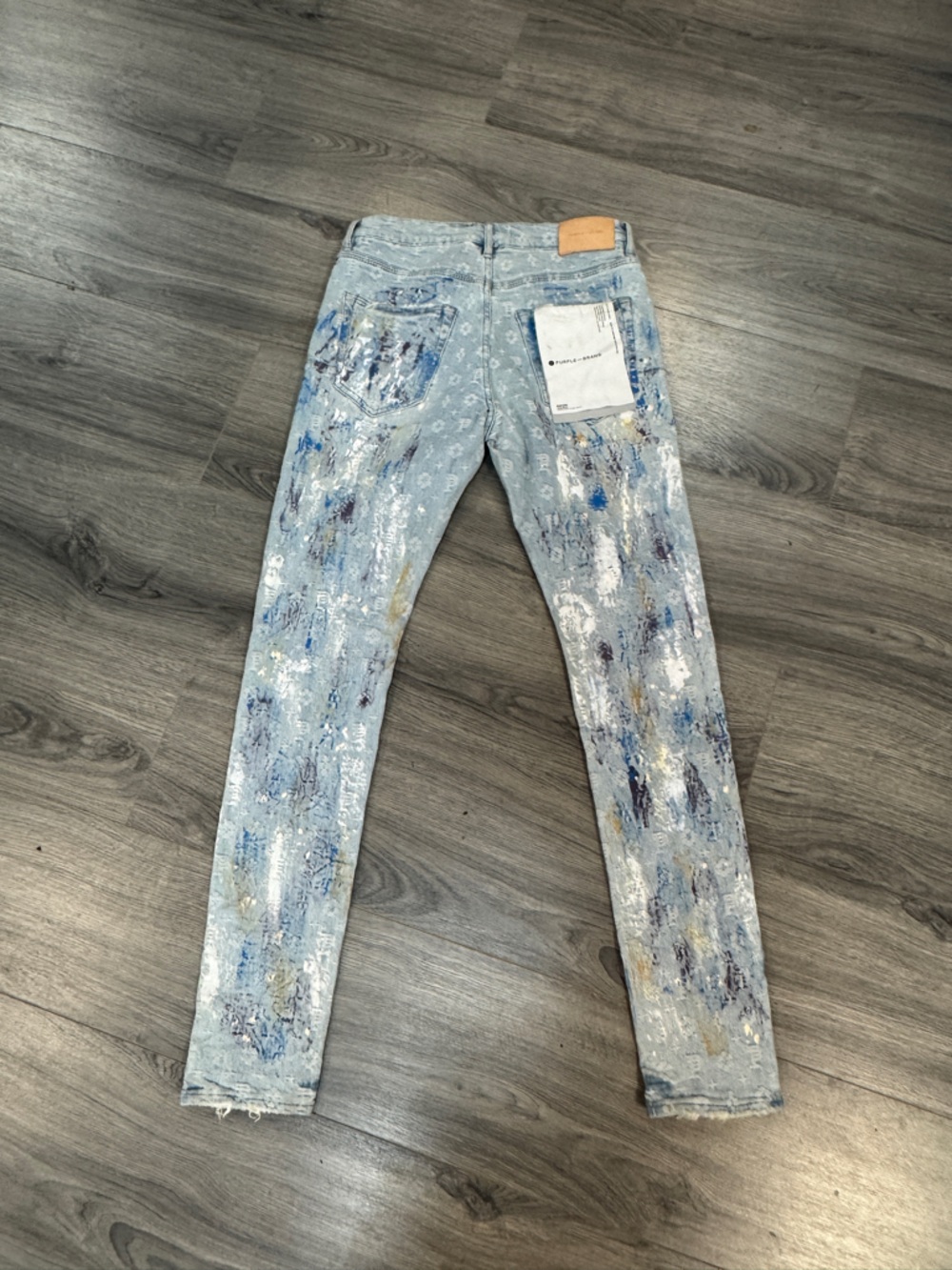 Purple brand Blue Paint-Splatter monogram Skinny Jeans